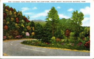 Chimney Tops Above Loop-Over Great Smoky Mountains Park Postcard UNP EC Kropp WB 