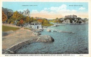 NEWPORT, RI Rhode Island BOAT LANDING Commodore James & Eppley Estates  Postcard