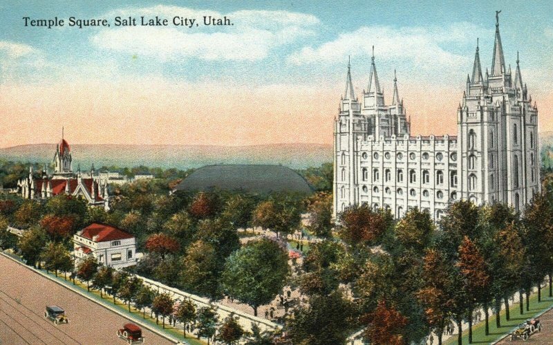 Vintage Postcard 1910's Temple Square Historic Landmark Salt Lake City Utah UT 