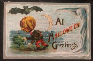 1912 Oneida NY Usa Picture Postcard PPC Cover All Halloween Greetings