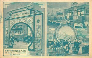 BAND NEW SHANGHAI CAFE CHINA TOWN SAN FRANCISCO CALIFORNIA POSTCARD 1938