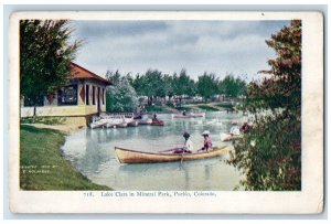 c1905's Rowing Boat Lake Clara Mineral Park Pueblo Colorado CO Vintage Postcard 