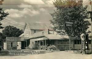 MO, Pineville, Missouri, Water Power Mill, Ice Cream Parlor, Red Crown Gas, RPPC