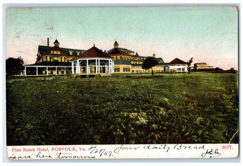 1907 Pine Beach Hotel Norfolk VA Antique Posted AC Bosselman & Co. Postcard