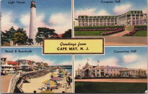 Greetings From Cape May New Jersey Linen Postcard C201