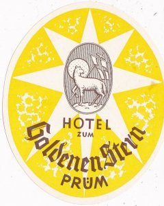 Germany Pruem Hotel Zum Goldenen Stern Vintage Luggage Label sk3203