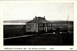 Vtg Pemaquid Harbor Maine ME The Mansion and Field Postcard