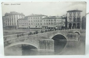 Grand Hotel Bridge & Shops Pisa Italy Vintage Postcard c1910