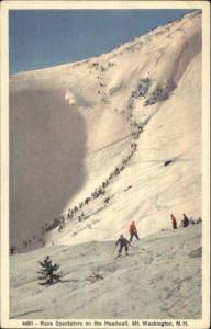 Skiing NH Old Postcard - Race Spectators Headwall Mt. Washington