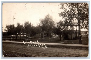 Carrington North Dakota ND Postcard City Park 1915 RPPC Photo Antique