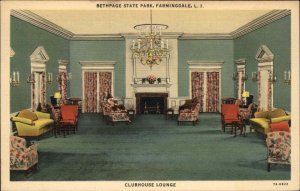 Farmingdale Long Island NY Bethpage State Park Linen Postcard CLUB LOUNGE