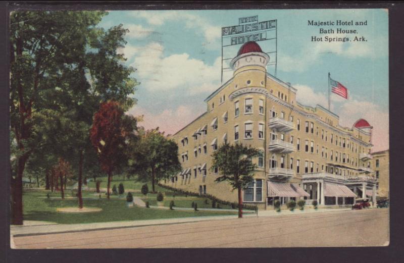 Majestic Hotel,Bath House,Hot Springs,AR Postcard