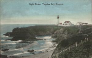Yaquina Bay OR Lighthouse c1910 Postcard - NICE COLOR 