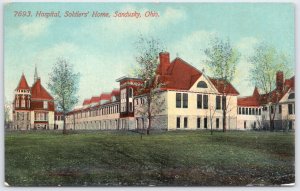 1914 Soldiers' Home Hospital Sandusky Ohio Postcard Divided Back Postmark
