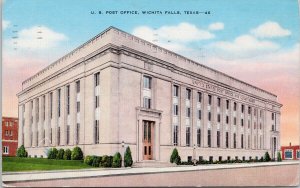 US Post Office Wichita Falls TX Texas c1945 Linen Postcard H60