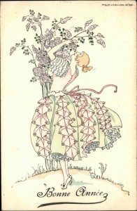 Mela Koehler Art Nouveau Beautiful Woman Flowers 1132A c1920 Postcard