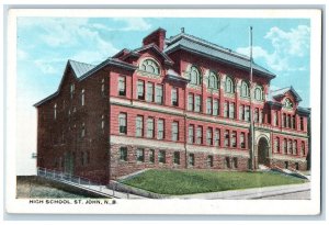 St. John New Brunswick Canada Postcard High School Building 1920 Posted