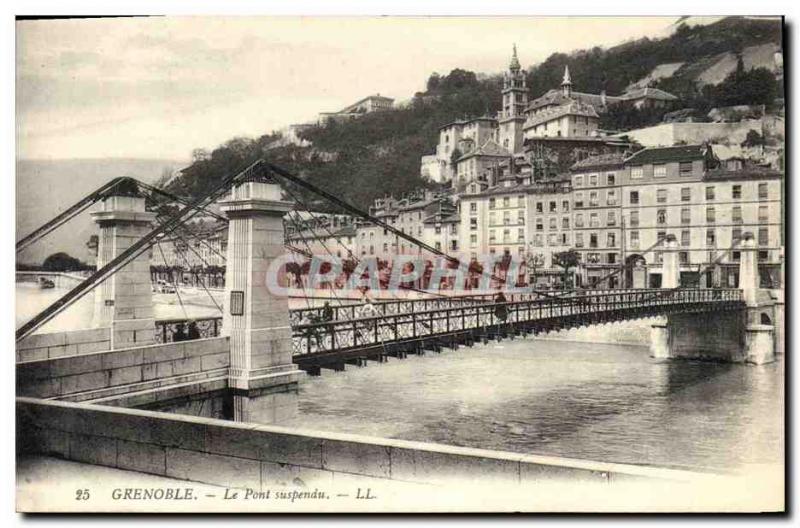 Old Postcard Grenoble Suspension Bridge