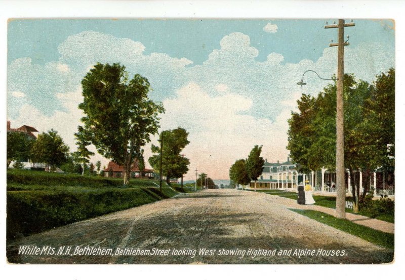 NH - Bethlehem. Bethlehem Street looking West, Highland & Alpine Houses
