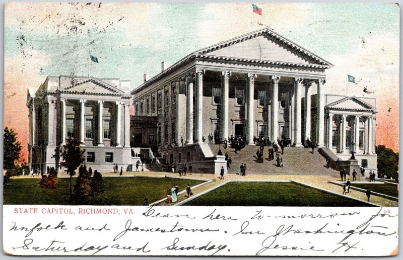1907 State Capitol Richmond Virginia VA Grounds Park & Pathways Posted Postcard