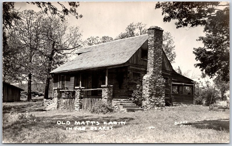 Old Matts Cabin In The Ozarks Real Photo RPPC Postcard