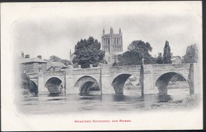 Herefordshire Postcard - Hereford Cathedral and Bridge     RS2217