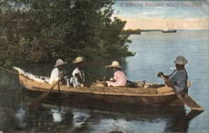 Jamaica Native Fishing Boat Black Boys Fishing c1910 Vintage Postcard