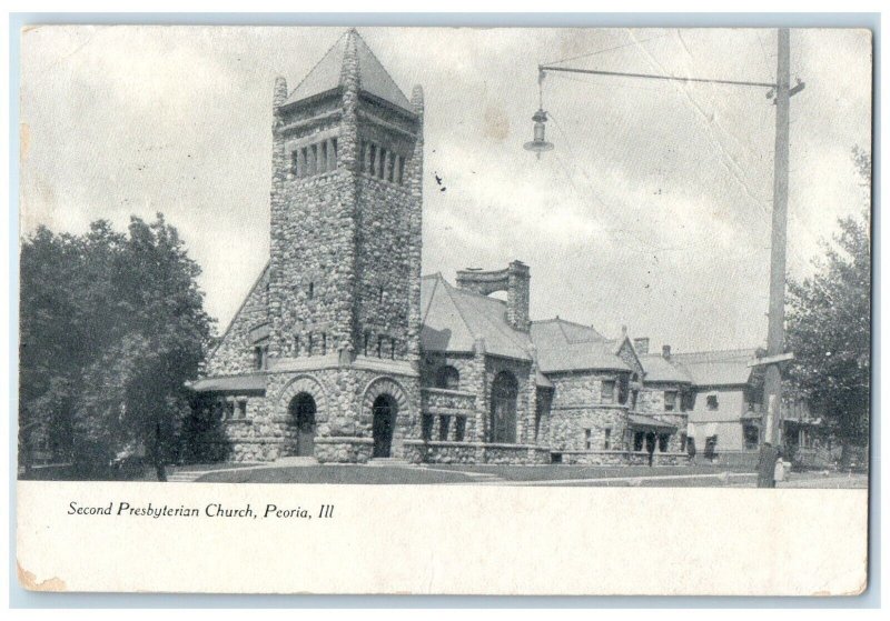 1907 Second Presbyterian Church Chapel Exterior Peoria Illinois Vintage Postcard