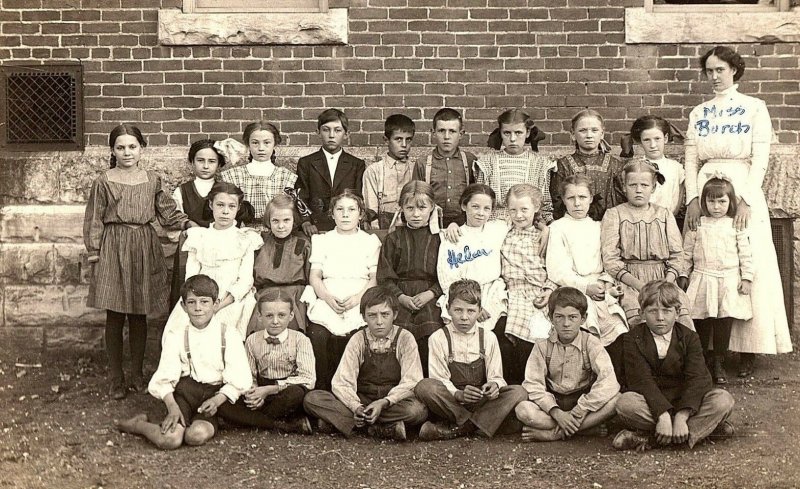 C.1910 RPPC Miss Burch & Her Students, Mulvane, Kansas Postcard P131