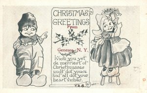 Vintage Postcard 1912 Christmas Greeting From Geneseo New York Holiday Greetings