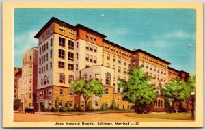 Baltimore Maryland MD, Union Memorial Hospital Building, Vintage Postcard