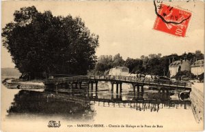 CPA Samois s Seine Chemin de halage et le Pont de bois FRANCE (1300582)