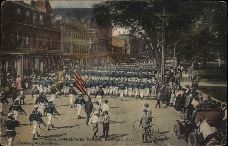 Newport RI Naval Parade c1910 Postcard