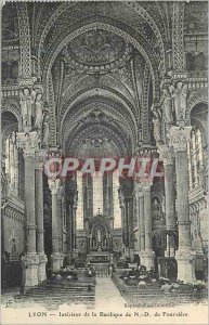 Postcard Old Lyon Interior of the Basilica of N D Fourviere