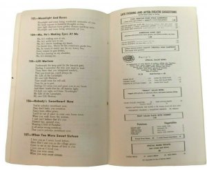 Harry’s Key Club Menu & Sing-a-Long Booklet Omaha NE 182 lyrics 52 pages. 