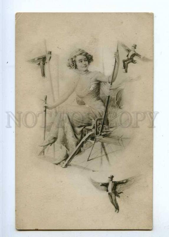 223502 RUSSIA Little men fantasy moths to fly Woman vintage