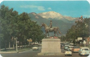 Colorado Springs CO General Palmer Statue Chrome Postcard Unused