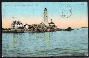 Massachusetts BOSTON HARBOR Boston Light (Light House) - pm1910 - Divided Back