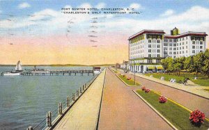 Fort Sumter Hotel Old Battery Charleston South Carolina 1949 linen postcard