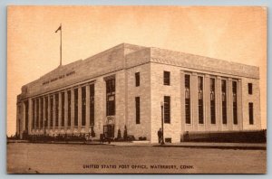 Hand Colored  Post Office   Waterbury  Connecticut  Postcard