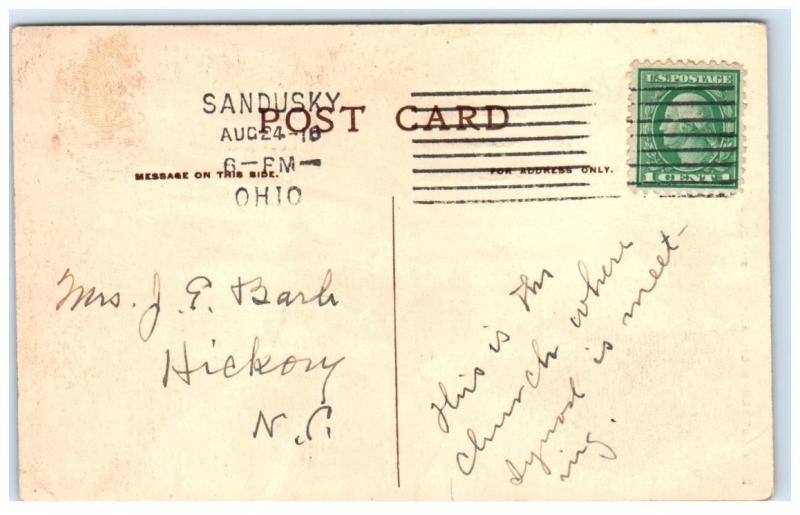 1916 Zion Lutheran Church, Sandusky, OH Hand-Colored Postcard