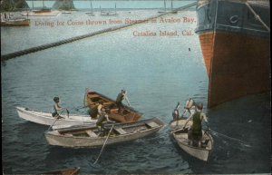 Catalina Island California CA Diving for Coins c1910 Vintage Postcard