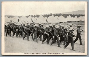 Postcard Valcartier Camp Quebec c1915 WW1 Infantry Leaving Camp For Drill