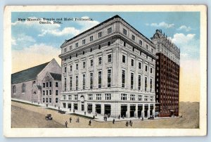 1920 Omaha Nebraska Postcard New Masonic Temple Hotel Fontenelle Building