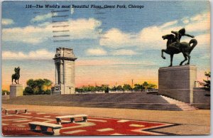 1948 World's most Beautiful Plaza Grant Park Chicago Illinois IL Posted Postcard