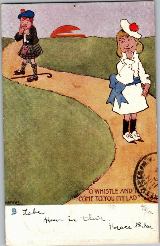 Tuck Highland Laddie Series 1361 Whistle And I'll Come c1904 Burns Postcard M15