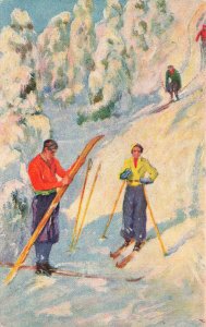 Norway (Norge) Skiing Thru The Snow M. & Co. Serie 2607 Linen Postcard