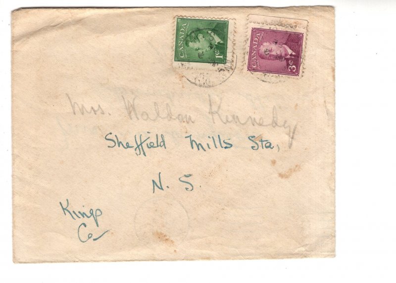 Canadian George VI Stamps Reused Nova Scotia 1952 Cover,