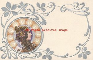 Art Nouveau, Unknown Artist, Woman with Elaborate Headdress