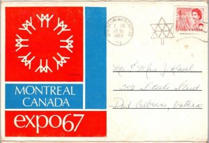 Expo 67 Folder Postcard, Montreal Quebec, 1967 Canada Centennial Logo Postmark